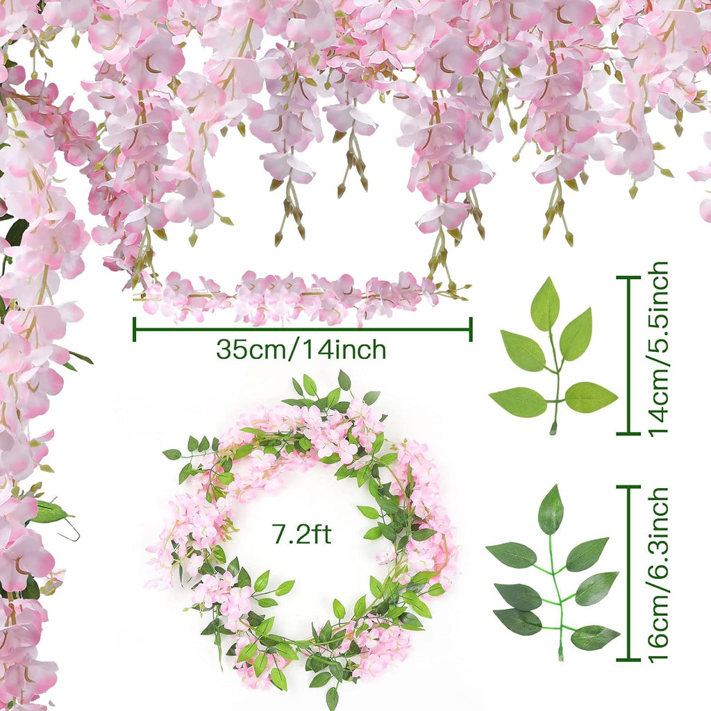 U'Artlines 10Pcs 7.2 Ft/Piece Artificial Wisteria Garland Pink