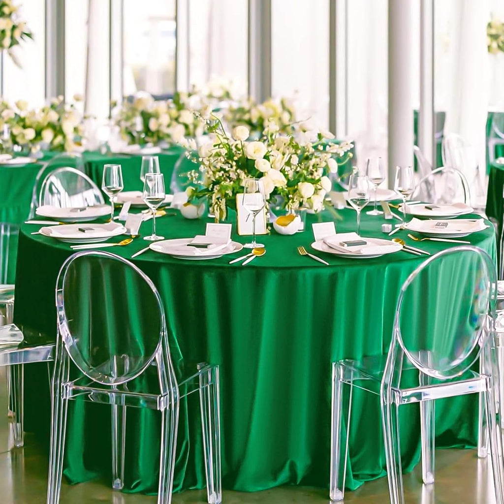 12 Packs 120 Inch Green Round Polyester Tablecloths
