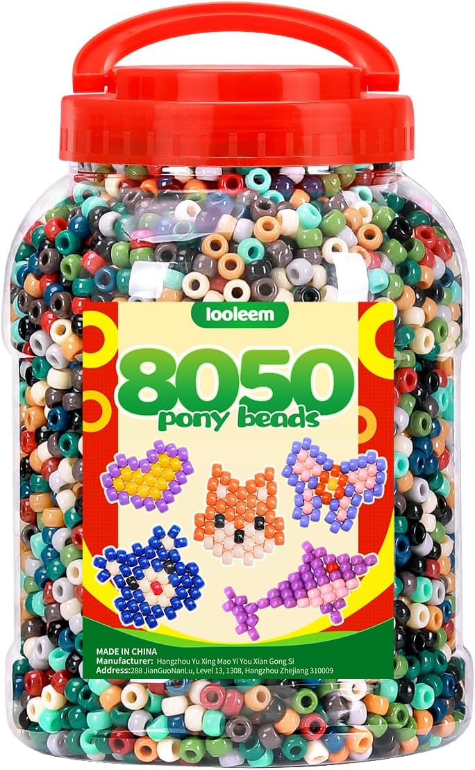 IOOLEEM 8050pcs Earth-Tone Colors Pony Beads, Beads for Crafts, Hair Beads, B...