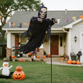 LarpGears Outdoor Halloween Skeleton Decorations, 7.8Ft Flying Rotated Skull Reaper Ghost Scarecrow Decorations for Garden, Porch, Yard