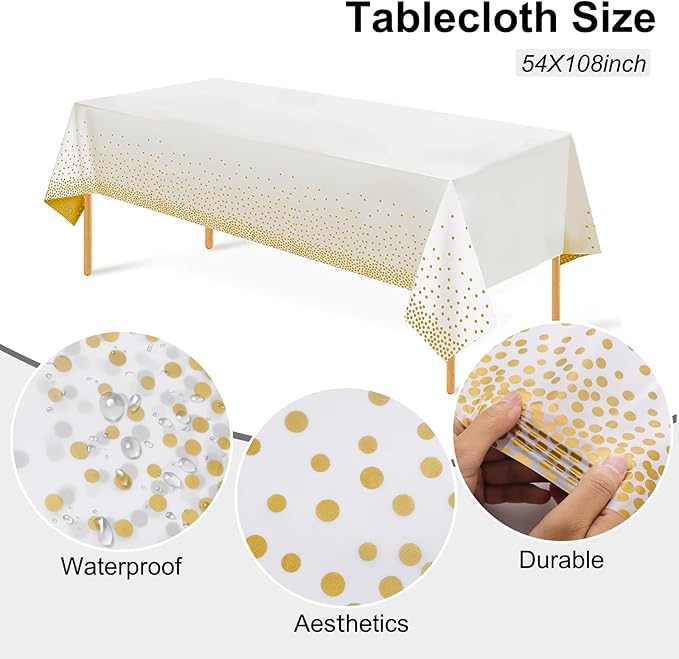 Festiva 176Pcs White and Gold Plastic Plates - White with Gold Rim Fall Dinnerware Set - 25Guest include Plates Cups Cutlery Napkins for Fall Party&Wedding& New Year&Thanksgiving (175PCS)