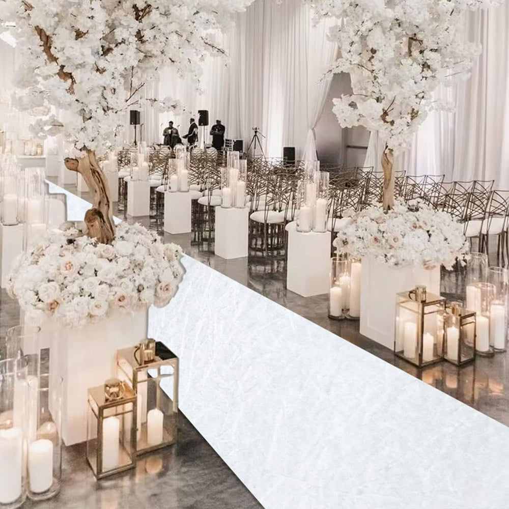 White Wedding Aisle Runner Outdoor Velvet Aisle Runner for Wedding Ceremony 4...
