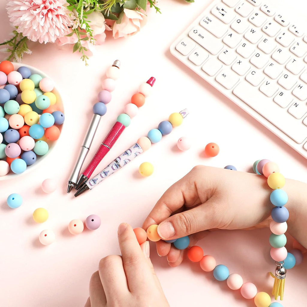 lyrow 500 pcs round silicone beads colorful 15 showing dimensions