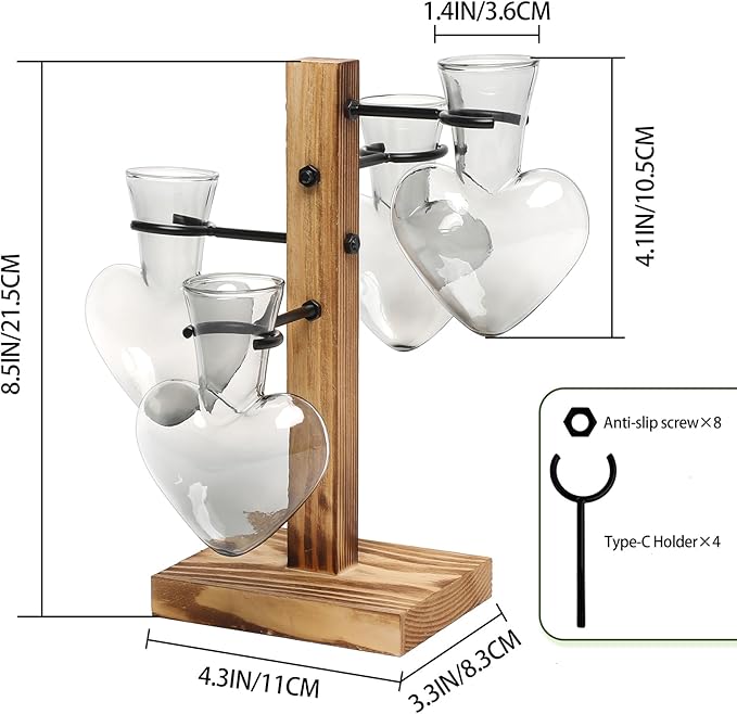 Plants Propagation Stations Plant Terrarium Kit Glass Planters for Indoor Plants House Plant Accessories Gift for Women - 4 Love Bulb Vase