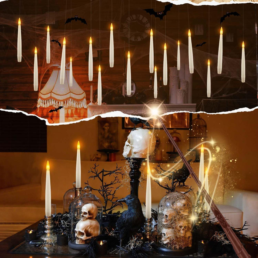 fclayvts 36PCS Floating Candles with Wand Remote,Magic Hanging Taper Candle