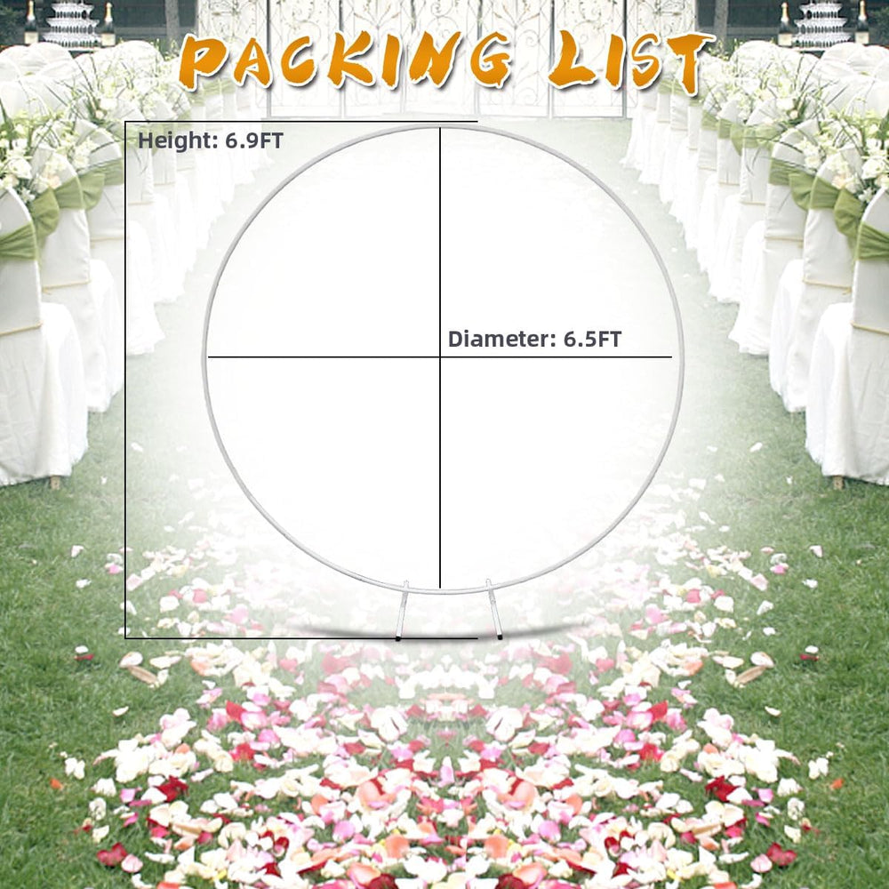Round Backdrop Stand Circle Arch, 6.5ft White Metal Balloon Arch Kit for Part...