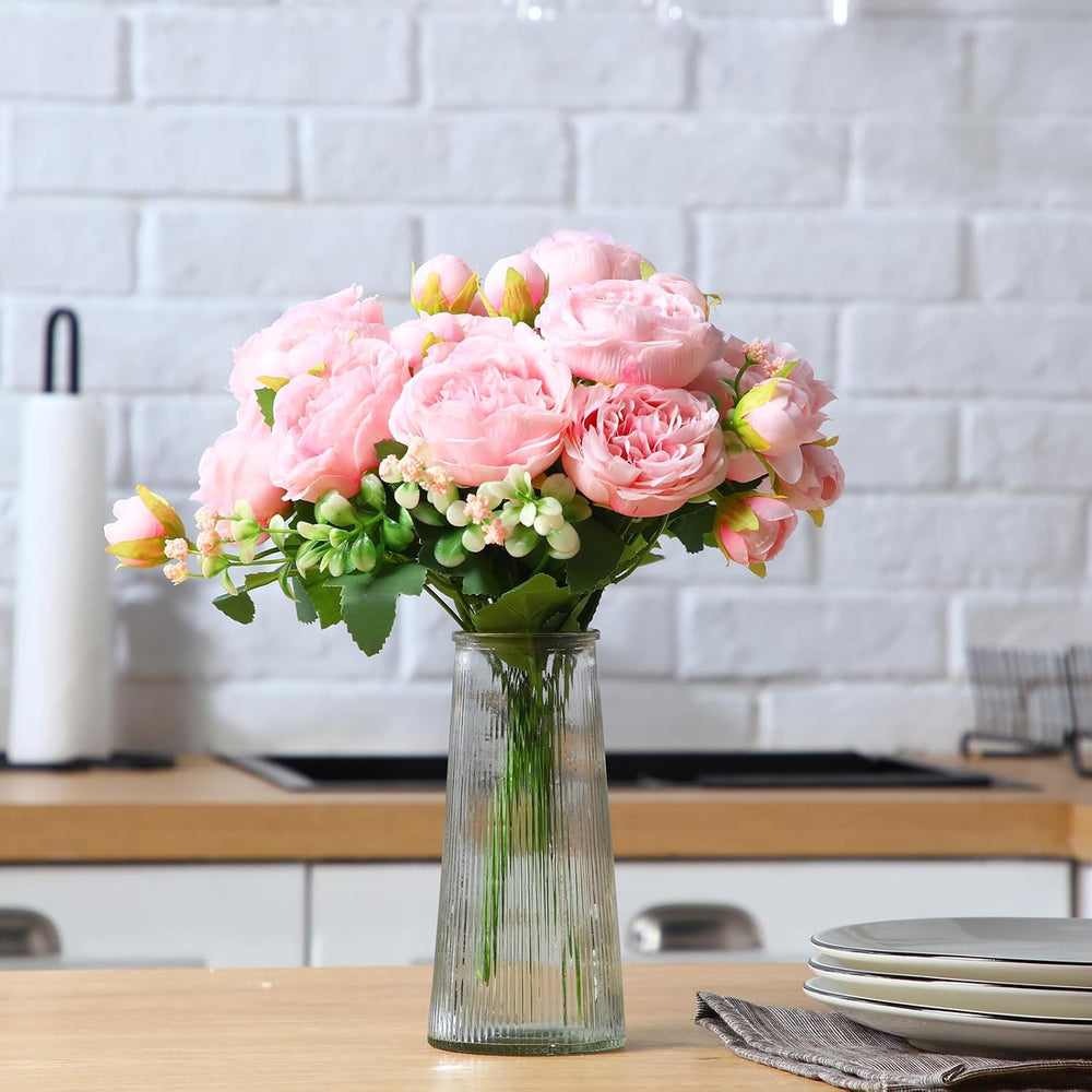 Geosar 8 Bundles Artificial Peonies Flowers,Pink