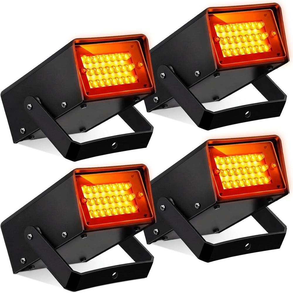 Treela 4 Pack Strobe Party Light Small Bright LED Outdoor, Orange, 24 LED
