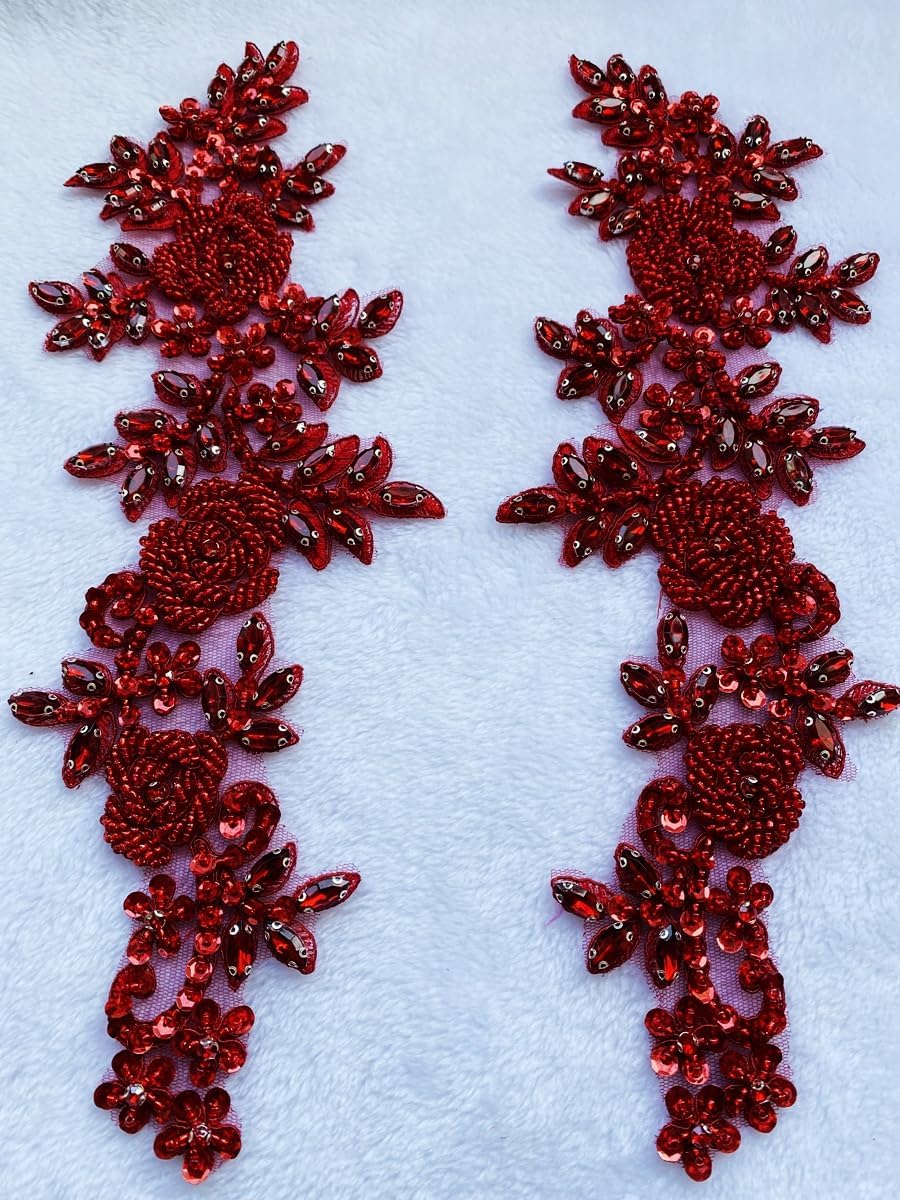 Jpumley. Pksn Handmade Rhinestones on Lace Applique Trim Sewing Beads Sequins...
