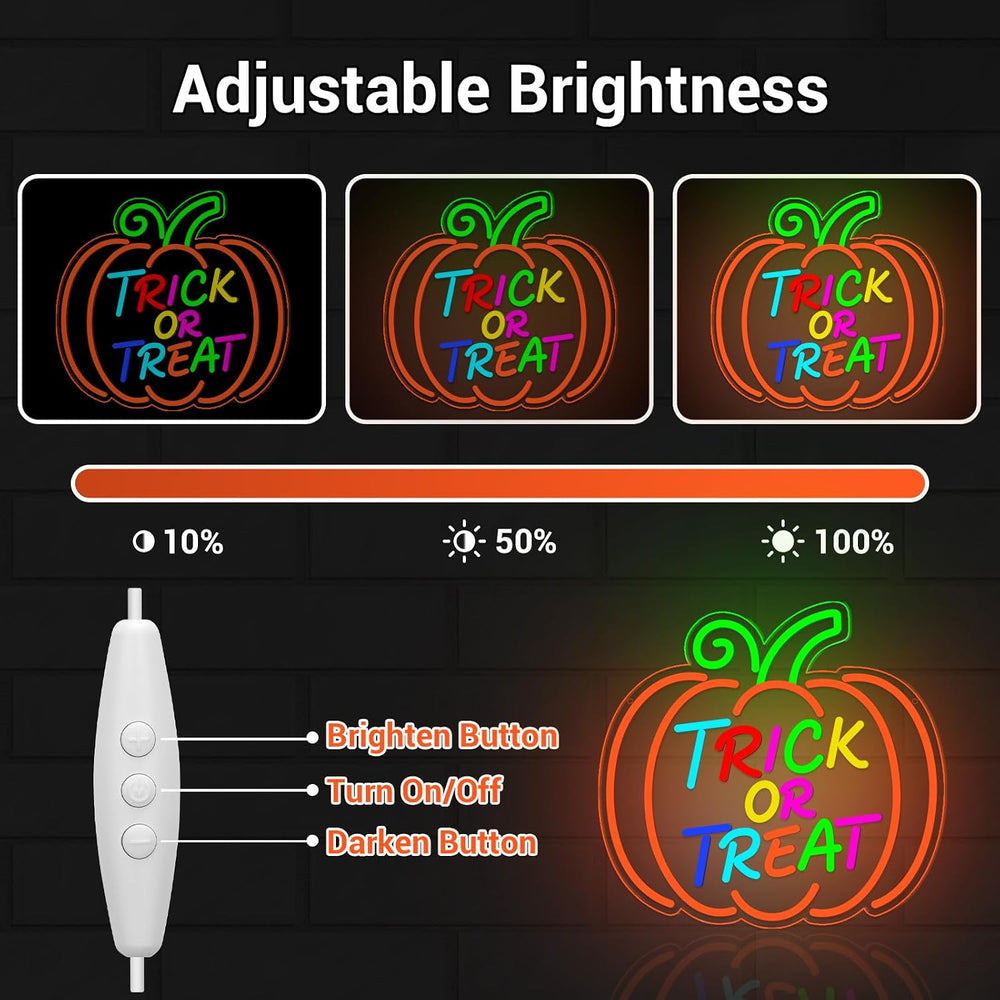Halloween Neon Sign, Halloween Wall Decor Pumpkin Trick or Treat Neon Signs f...