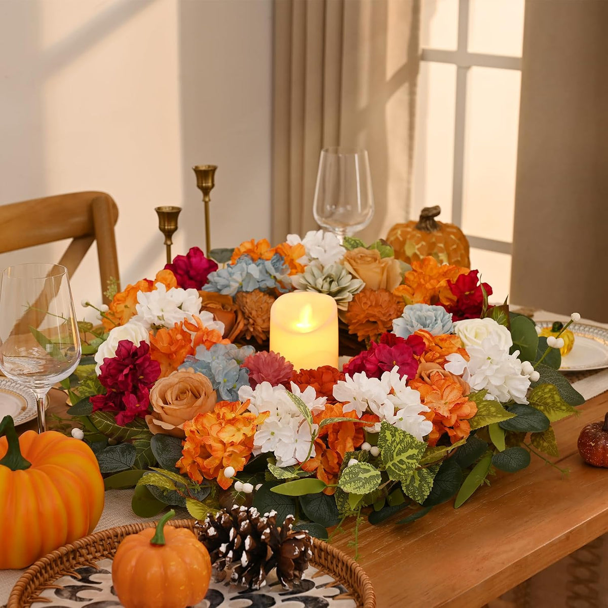 Fall Wreaths for Front Door, 26 Inches Fall Wreath with Hydrangea