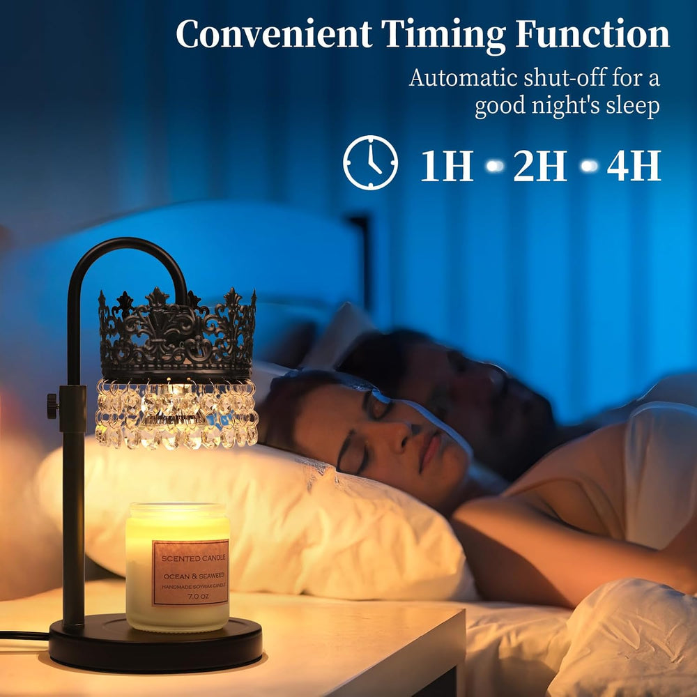 Candle Warmer Lamp with Timer Dimmer Adjustable Height with 2 Bulbs Crystal C...