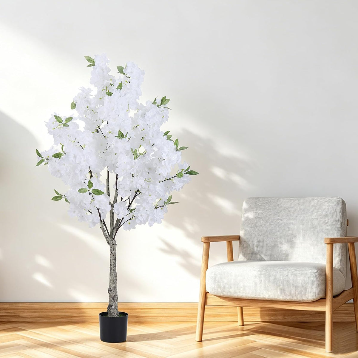 artificial cherry blossom tree fake plants faux sakura shown in use