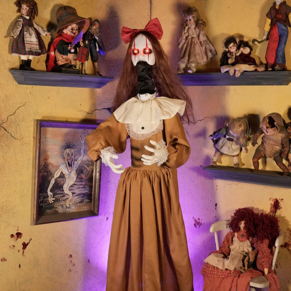 Haunted Hill Farm 5.4-Ft. Pop-Up Creepy Lady Halloween Animatronic