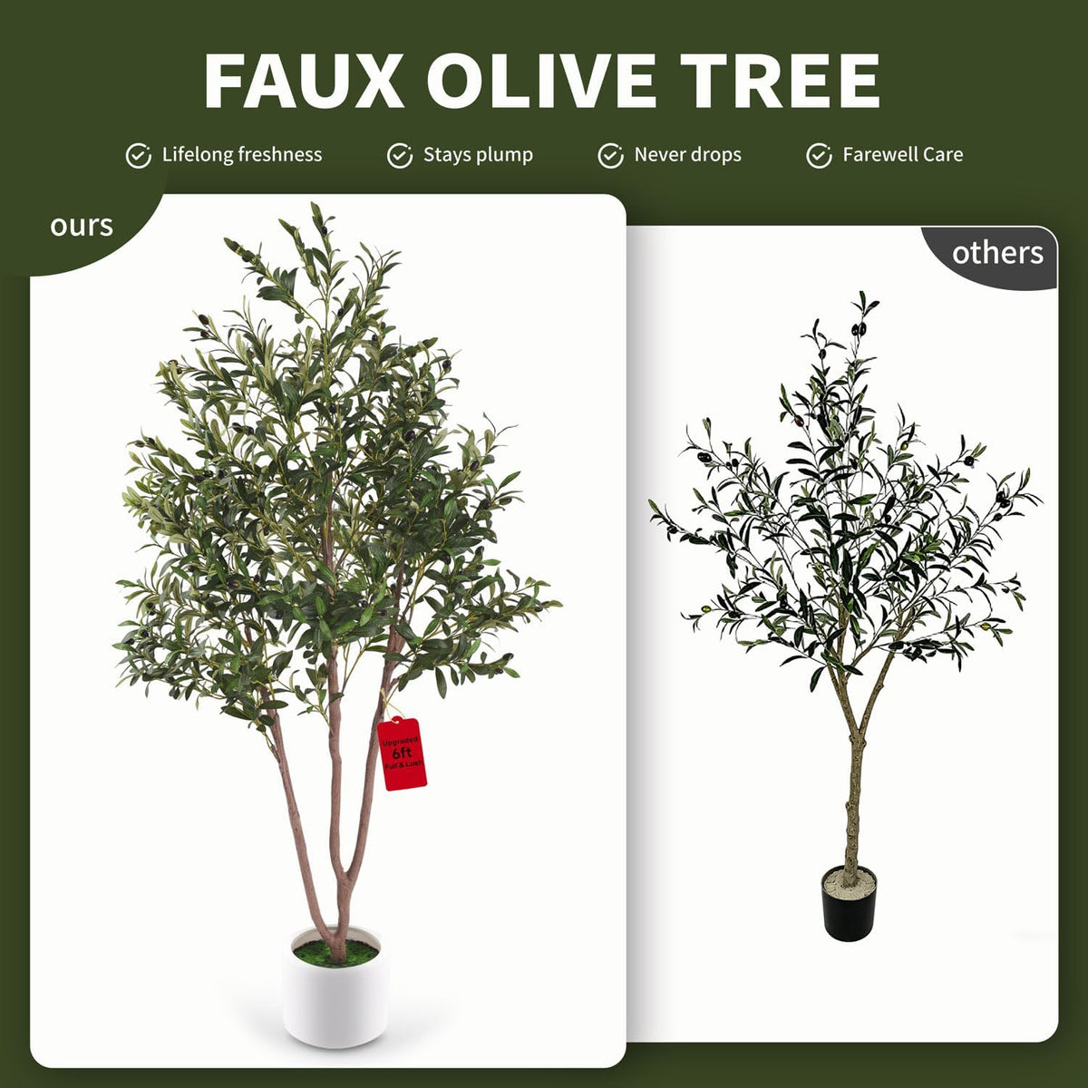 6FT Olive Tree Artificial Indoor Plant,Fake Olive Tree,Lifelike Moss Potted