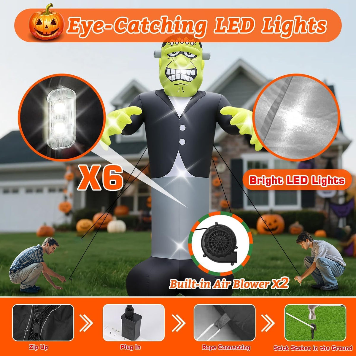 20ft giant outdoor halloween inflatables decorations frankenstein blow, package contents