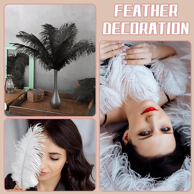 Bulk Grass Green Ostrich Feathers - 12pcs 12-14inch Crafting Supplies for Centerpiece Table Decorations