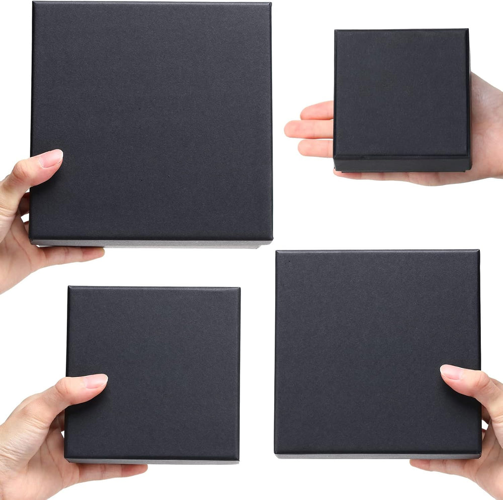 Yahenda 16 Pack Square Nesting Gift Boxes with Lids, 4 Sizes,Black