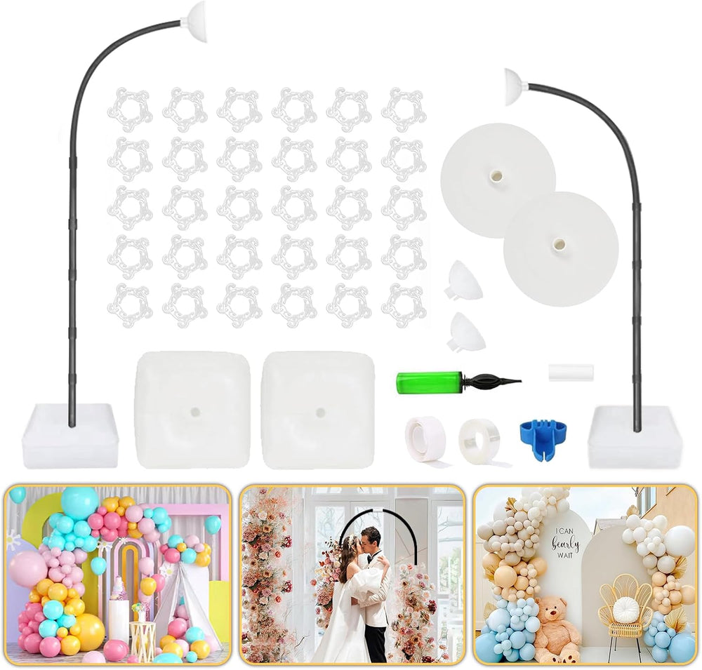 Bazen Balloon Arch Kits 8.2FT & 6FT Black Balloon Arch Stand With Base