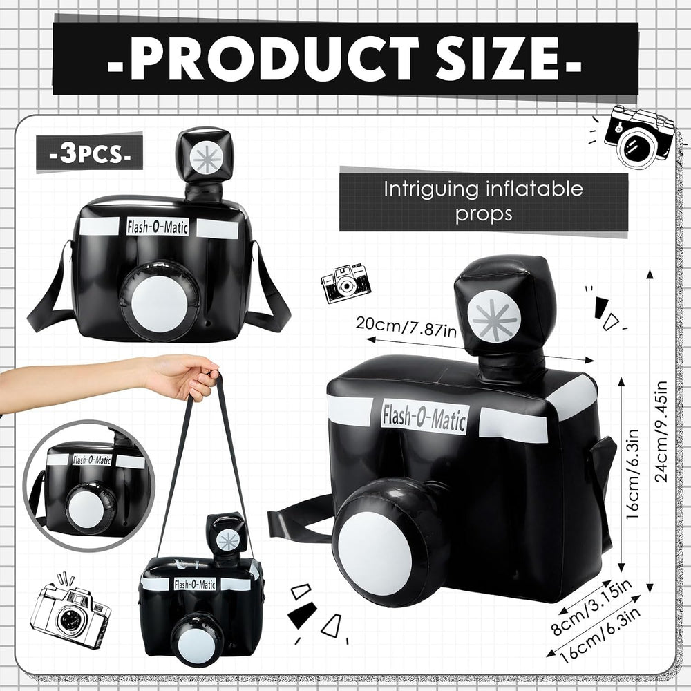 3 Pcs Inflatable Camera Prop, Black and White Fake Camera