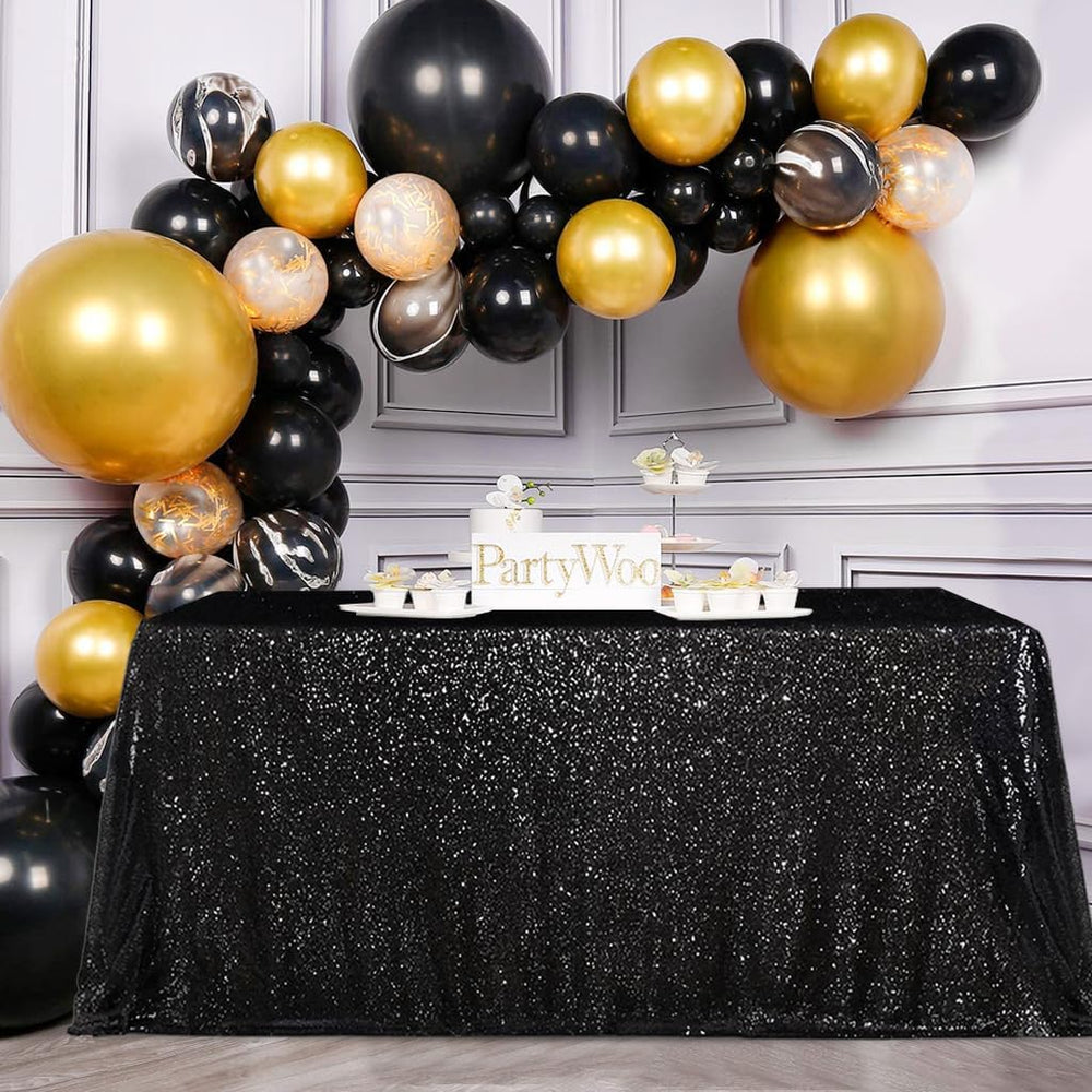 MoKoHouse Black Sequin Tablecloth Rectanglar 90" x 156" Glitter Tab...