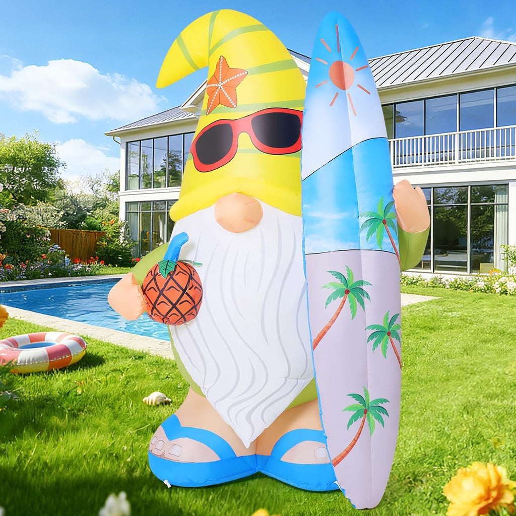 goosh 5.2 ft summer inflatables hawaii gnome decorations shown in use