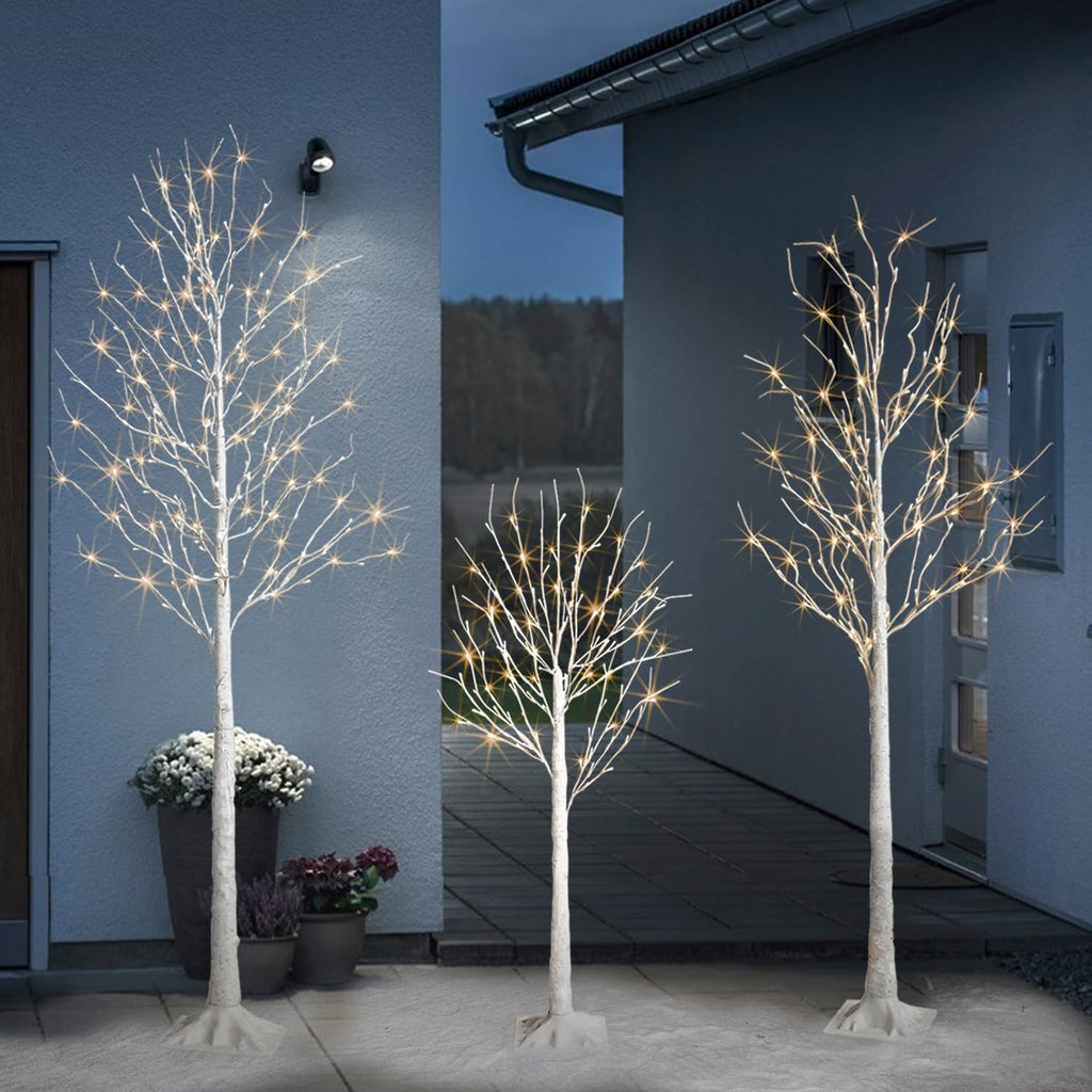 led birch tree light, 3pk (4ft, 6ft, 8ft) showing dimensions