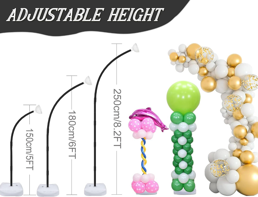 Balloon Arch Stand for Floor with Base, Reusable Balloon Arch Kit, Black