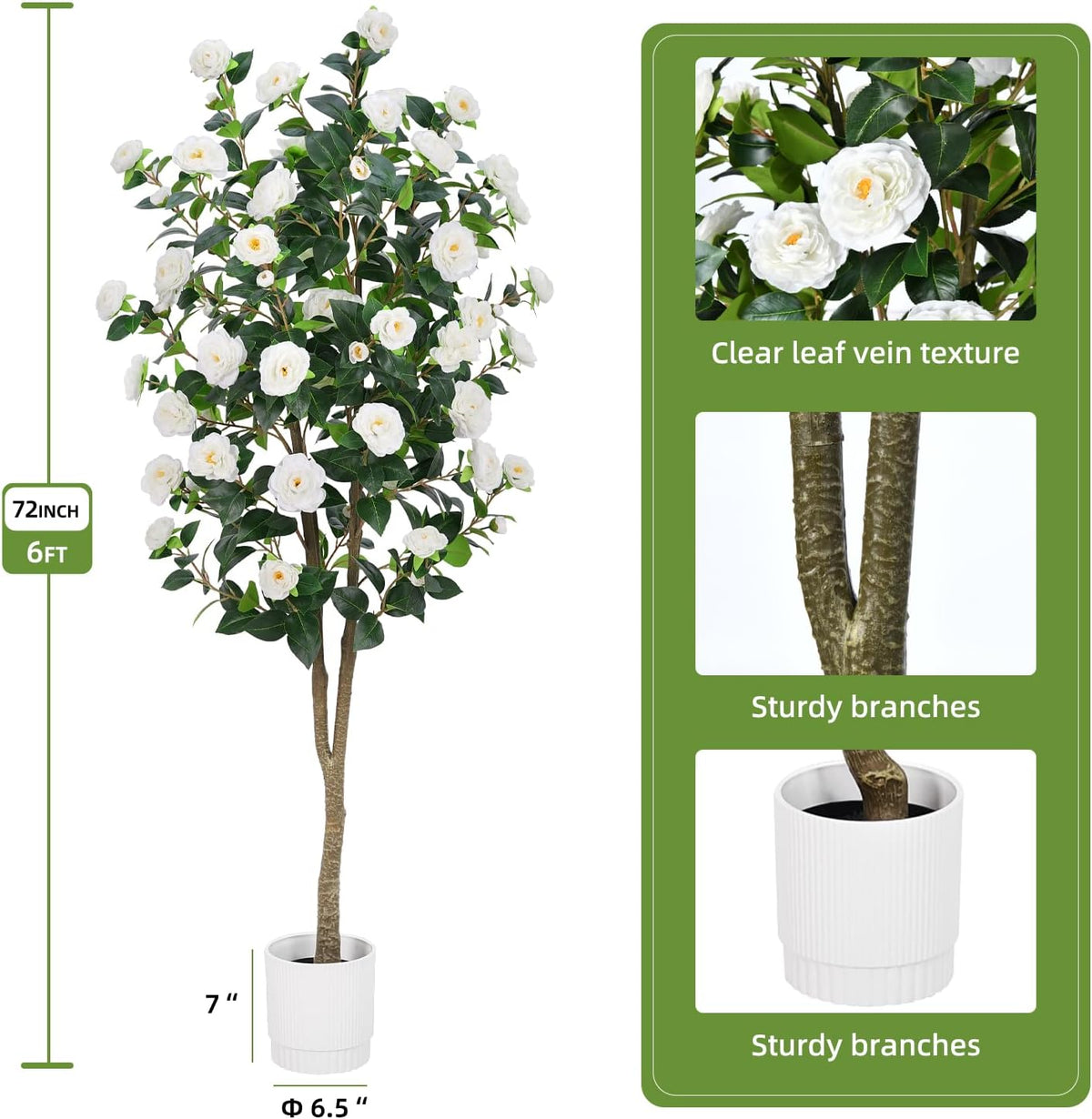 artificial camellia tree 6ft– faux plants indoor, with shown in use