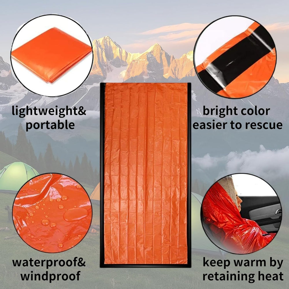 Waterproof Emergency Sleeping Bag with Whistle, 2 Pack Mylar Thermal Bivy Sac...