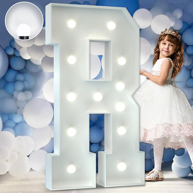 Marquee Letters 4 Feet Tall Large Light Up Letters Baby Shower Decorations Wedding Engagement Proposal White Party Decorations Marry Me Mr and Mrs Sign Big Cardboard Backdrop R