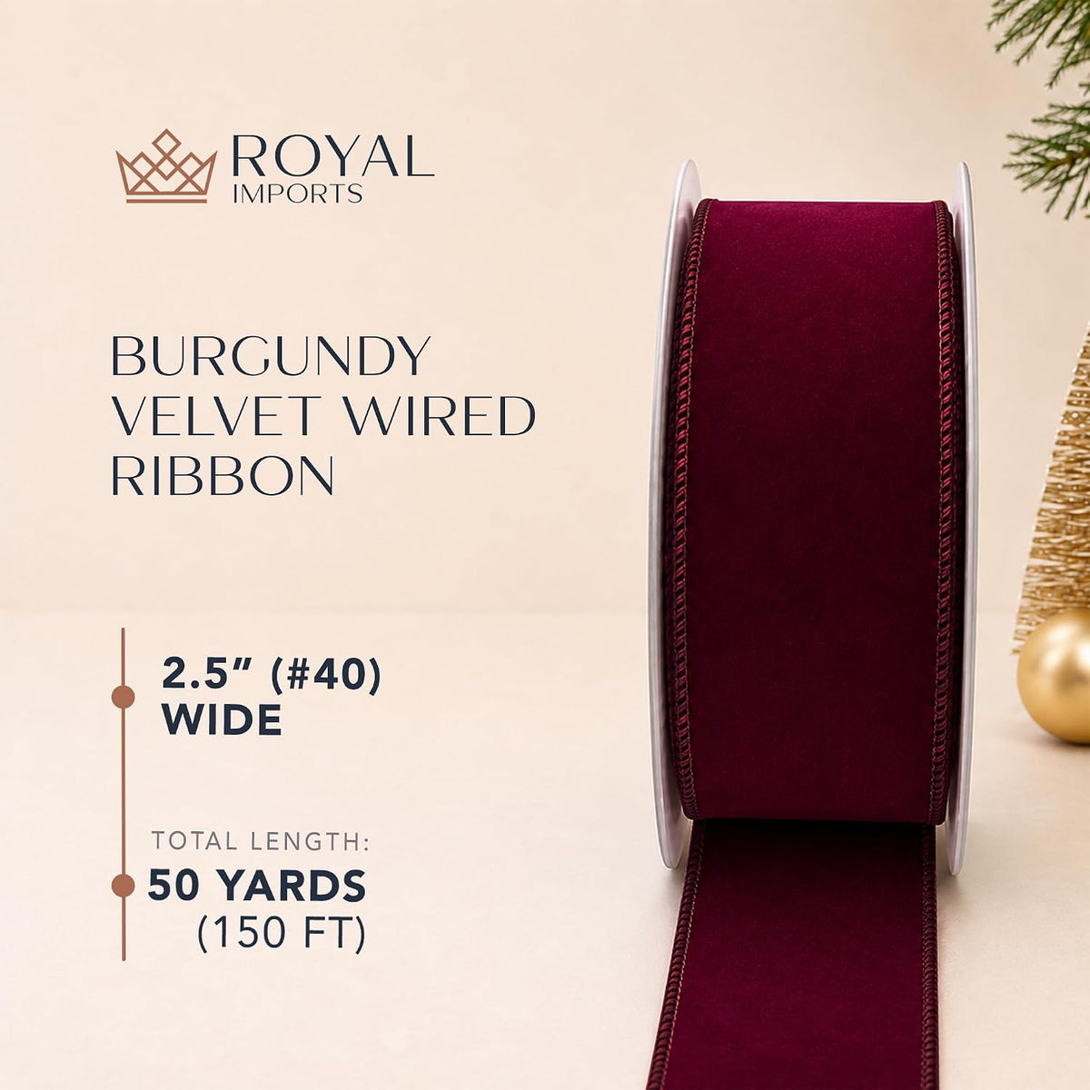 royal imports burgundy wired ribbon 2.5" 50yds waterproof shown in use