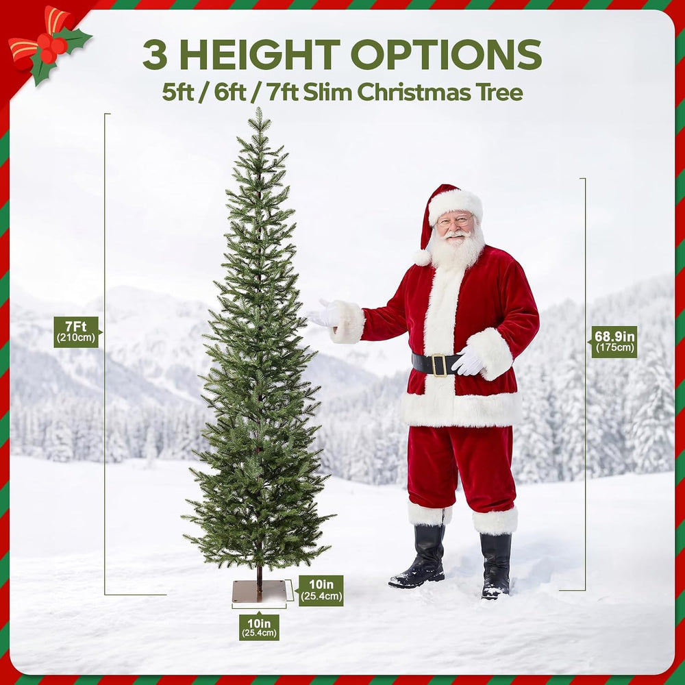VeriNatural Unlit Pencil Slim Christmas Tree 7ft Artificial Xmas Tree