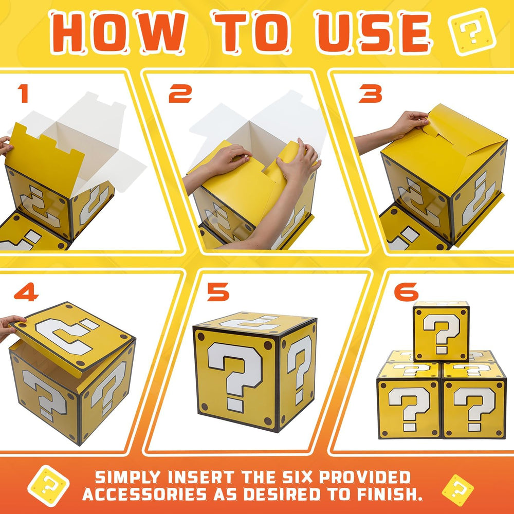6PCS Big Party Boxes with 6 Set Centerpieces, Question Brick Pipe Boxes for B...