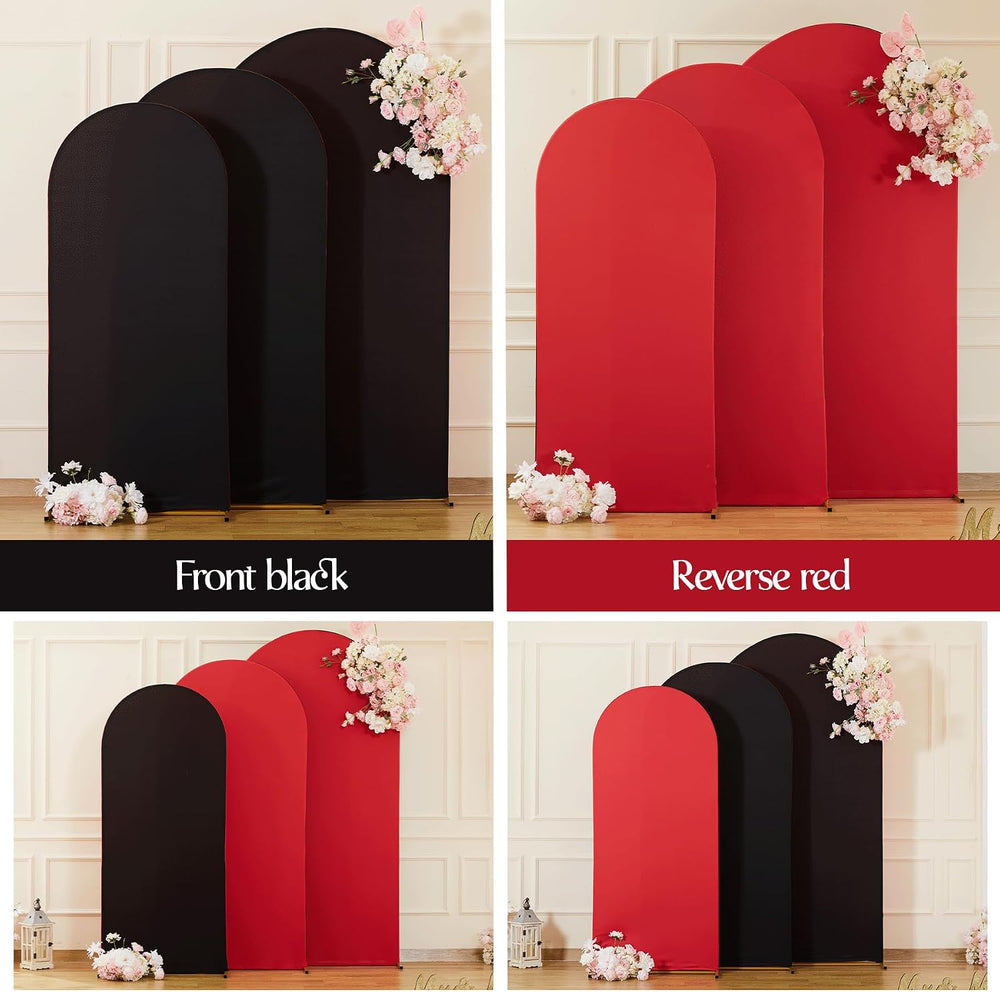 Red Black Arch Backdrop Cover Set of 3 Wedding Arch Covers Stretchy Backdrop ...