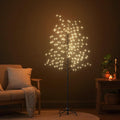 DoCred 5ft Lighted Tree with Warm White LED Lights for Holiday Indoor Outdoor Decor, 8 Lighting Modes, Waterproof - Artificial Tree Ideal for Home Patio Wedding Festival Christmas Decor