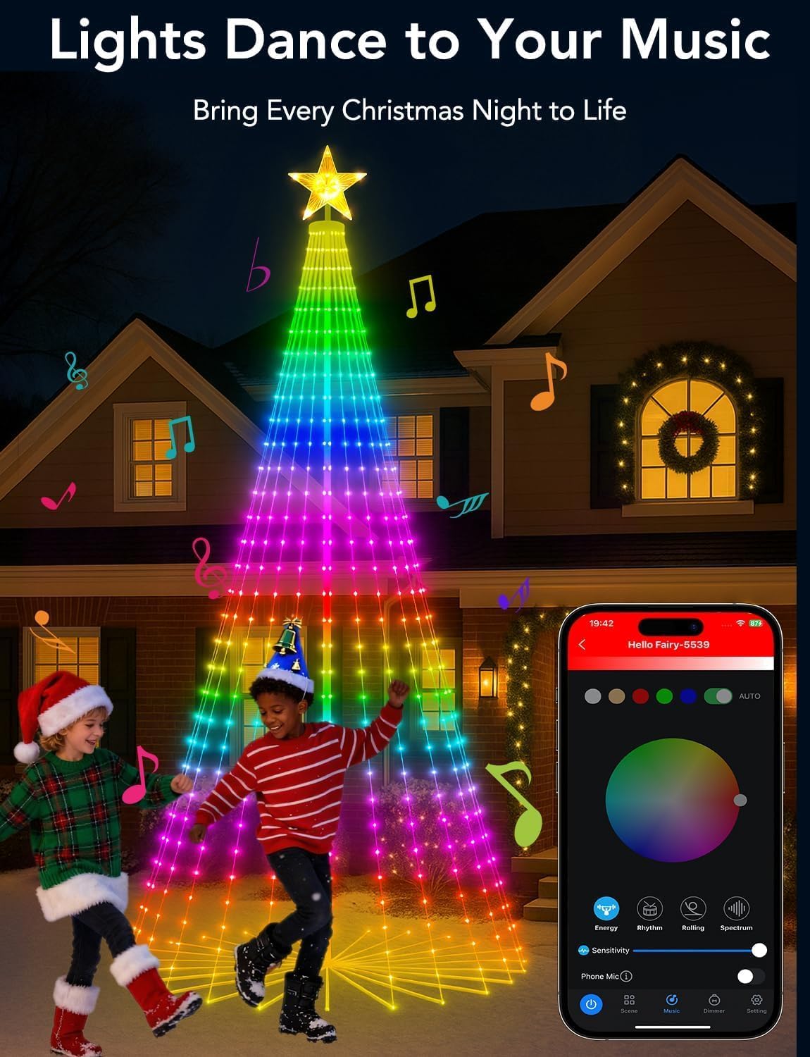 popotan halloween outdoor christmas tree, 7ft 295 led, view 9