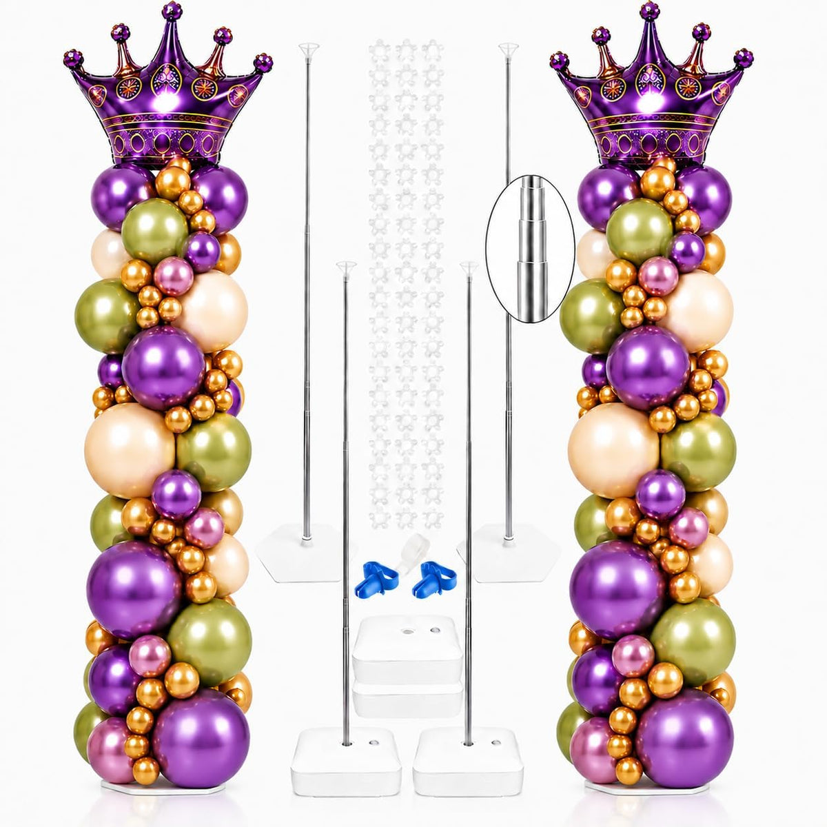 JOYYPOP 4 Pack Balloon Stands for Floor Adjustable Balloon Column Stand Kit