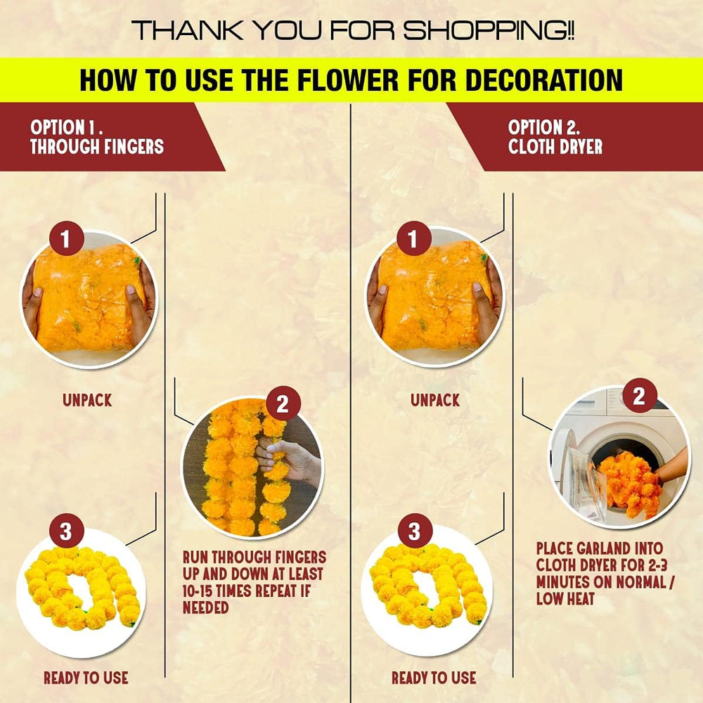 Artificial Marigold Garland For Decoration Ideal For Diwali Set Of 10 pc