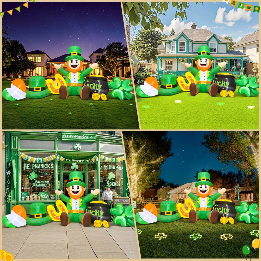 8ft st patricks day inflatables outdoor decorations,inflatable leprechaun shown in use