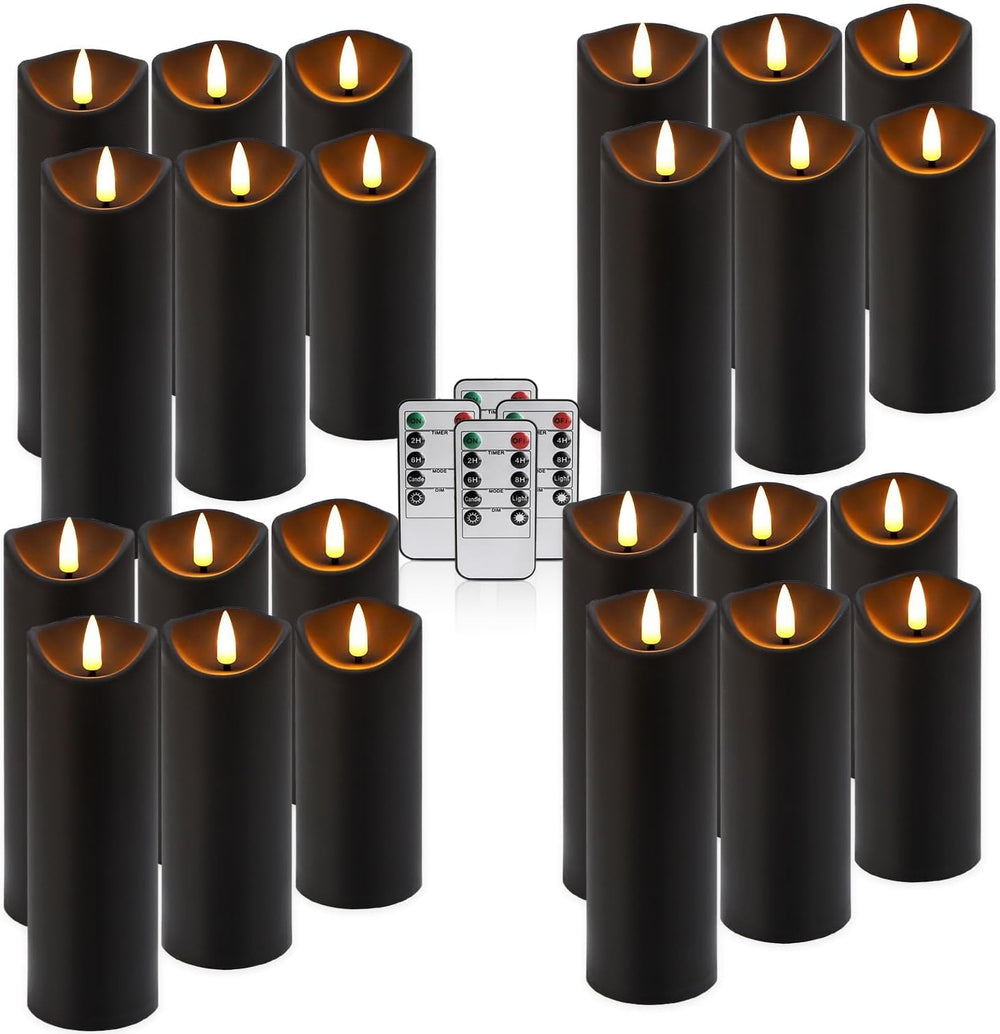 24 Pack Black Halloween Decoration Flickering Flameless Candles(D2.2 xH 5&quo...