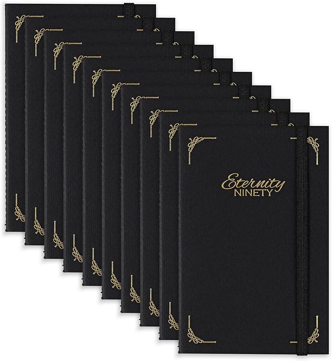 New York Central Eternity Ninety Flat Book- 4x6" Sketch Watercolor Journal, Pack of 10- Black Soft Paperback- Watercolor Sketchbook w/Elastic Band, 100 Total Sheets 100% Cotton, 90 lb Cold-Pressed