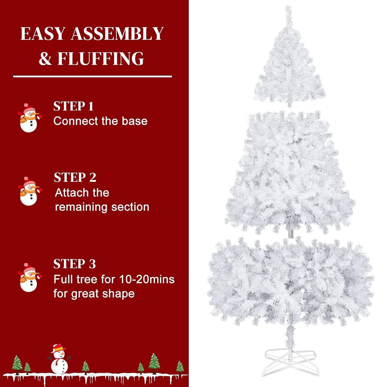 karl home 8 ft white artificial christmas tree, package contents