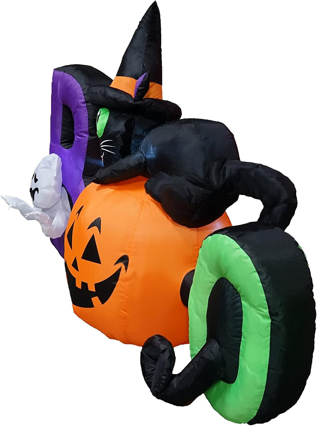 6 ft long lighted halloween inflatable black cat, package contents