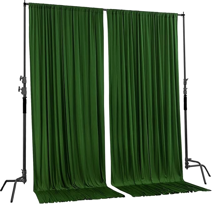 AK TRADING CO. 10 feet x 8 feet IFR Polyester Backdrop Drapes Curtains Panels with Rod Pockets - Wedding Ceremony Party Home Window Decorations - Valley Green