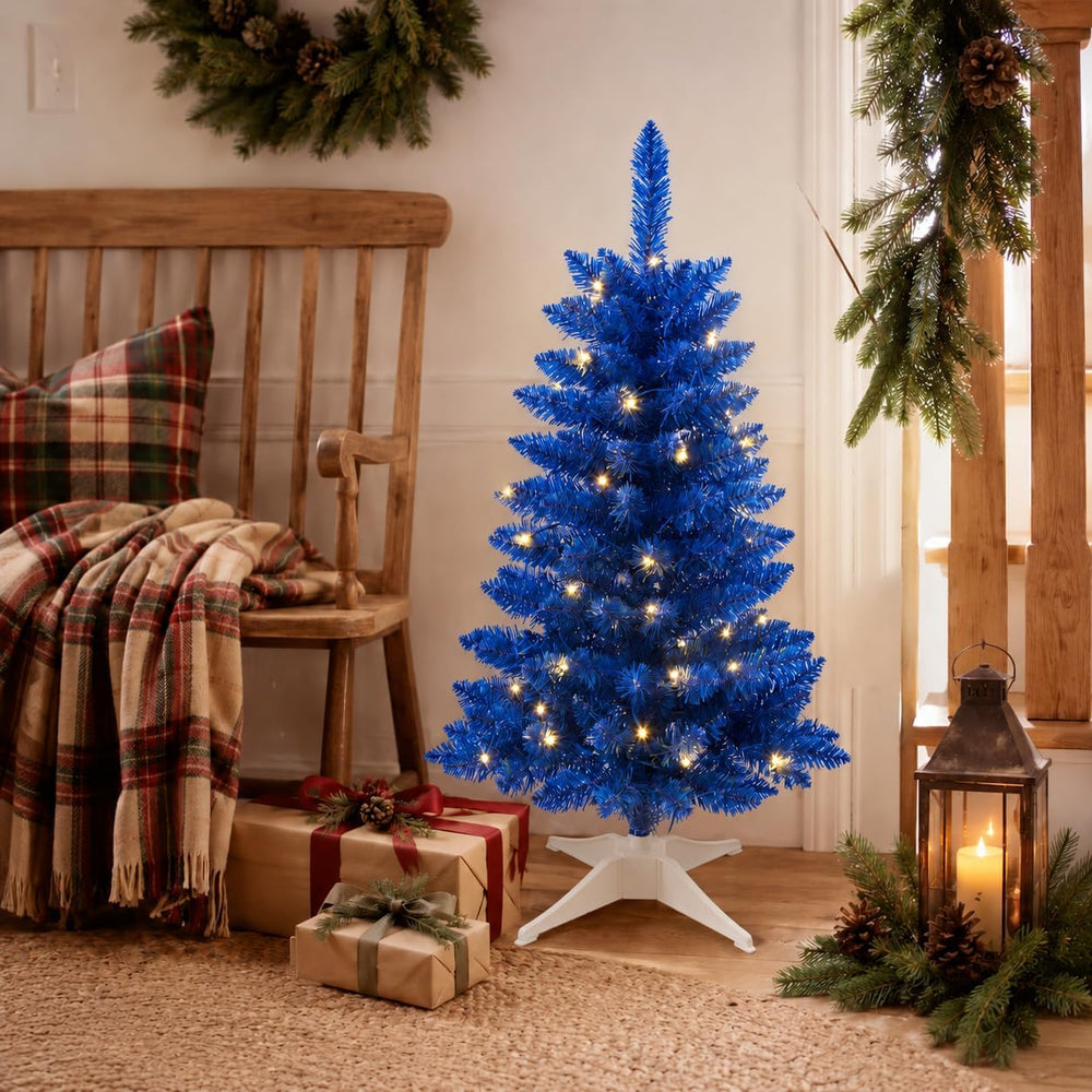 3FT Blue Artificial Small Christmas Tree Mini Tabletop Decor