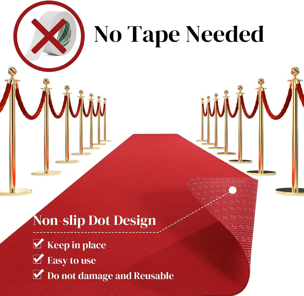 HOMBYS 350 GSM Red Carpet Runner for Party and Events, 2.6 x 20 ft Non-Slip A...