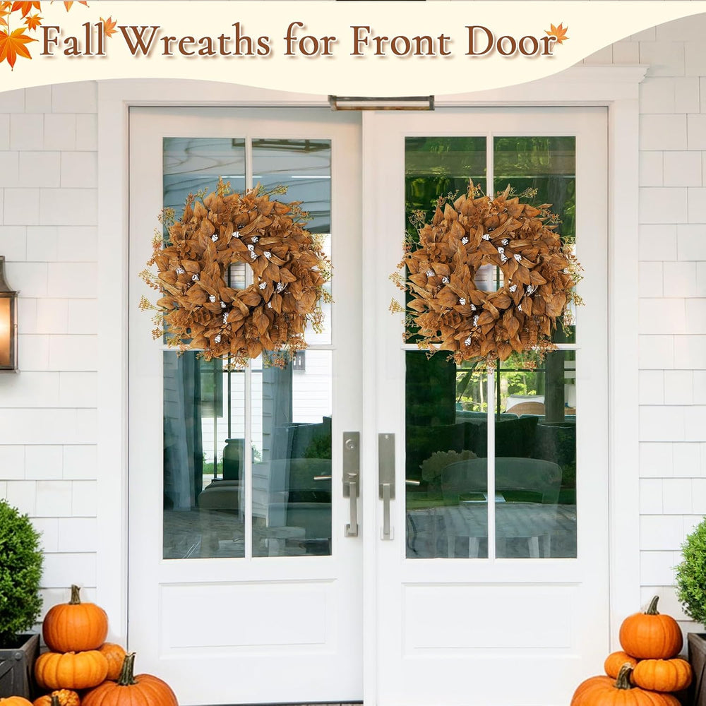 26 Inch Fall Wreath for Front Door, Artificial Eucalyptus Porch Decor (26in)