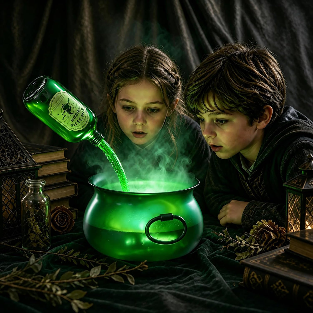 Translucent Witch Cauldron Magic Floating Potion Bottles & Mist Maker