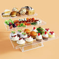 Upgraded Dessert Table Display Set, Acrylic Cupcake Buffet Dessert Risers Stands, Tier Serving Trays Holder for Weddings Baby Shower Tea Party (3 Pack)